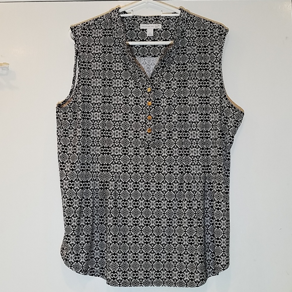 Westport Sleeveless Knit Top Black & White XL